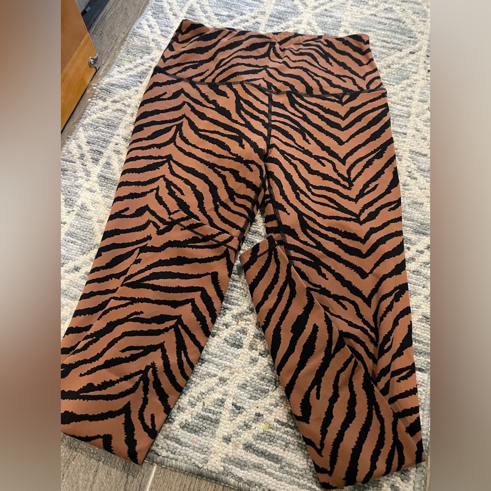 Varley Tan and Black Zebra yoga pants
